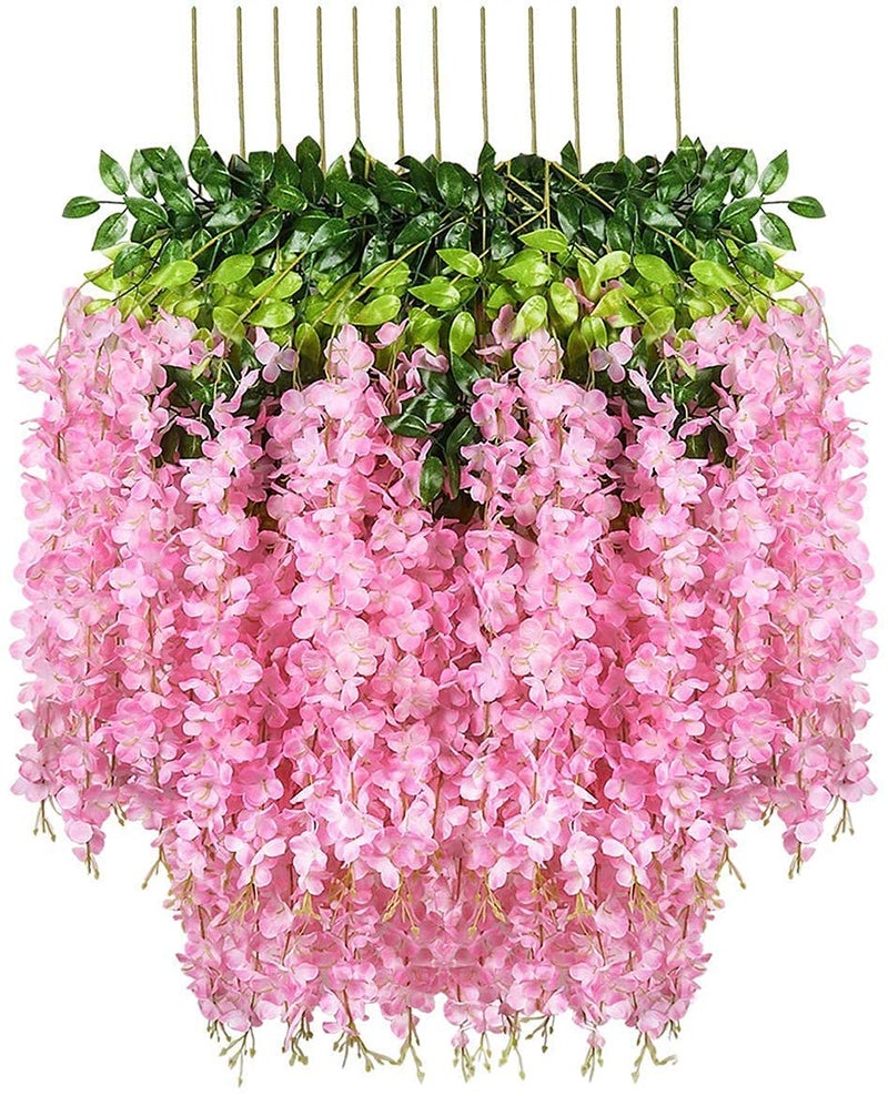 Tia Crafts Polyester Artificial Hanging Flowers For Ceiling BalconyWisteria VineHome Party Decor Garden Outdoor Greenery Office Wall DecorationWaterproof Washable37Ft45 InchMixed12 - Image 2