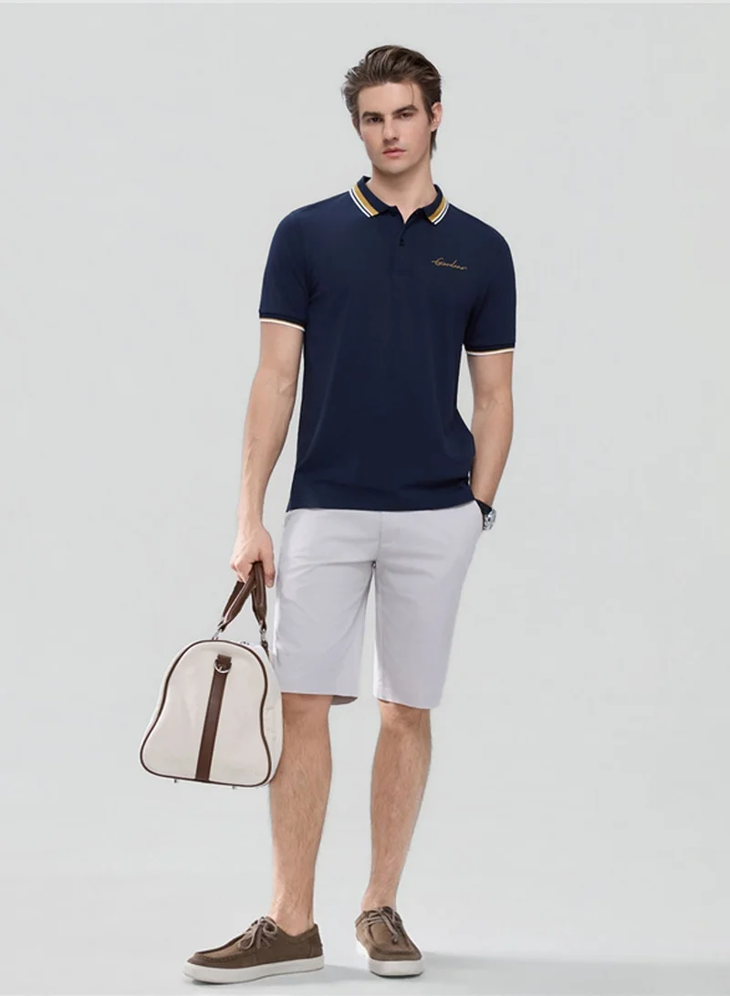 GIORDANO  Men’s Slim Pique Polo with Contrast Collar & Signature Embroidery for Men | Best Price UAE