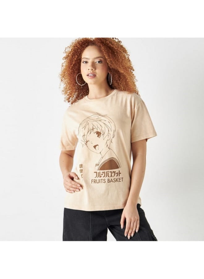SP Characters Fruit Basket Print Crew Neck T-shirt with Short Sleeves  - Image 2