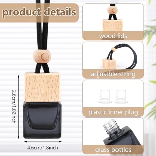 ConStore 15 Pcs Hanging Car Air Freshener Bottle Empty Car Essential Oil Diffuser Bottles Pendant Black Glass Perfume Bottles Aromatherapy Fragrance Bottle Auto Ornaments Decor - Image 2