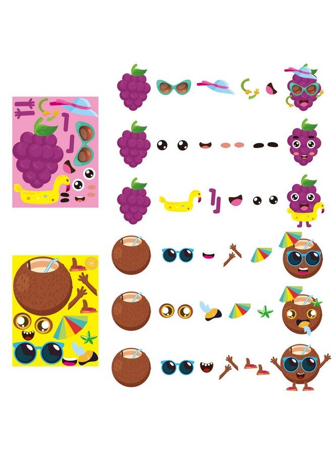 MALLMALL6 40Pcs Make Your Own Fruit Stickers 10 Kinds Cartoon Fruit Summer Hawaii Theme Characters Sticker Diy Dress Up Art Crafts Mixed And Matched Tutti Frutti Party Favors Games Decorations For Kid - Image 5
