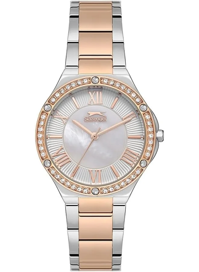 سلازنجر SLAZENGER Women's Watch, Analog Display and Metal Strap - SL.9.2225.3.02, Two Tone