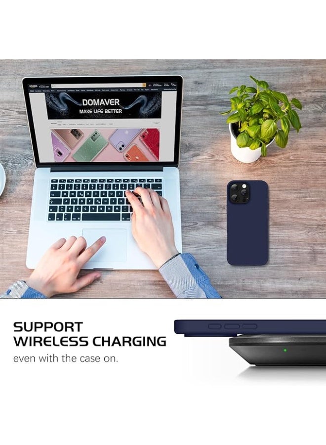 Compatible with iPhone 16 Pro Max 6.9-inch, slim protective case made of liquid silicone with three layers of soft, shock-resistant gel rubber and a scratch-resistant microfiber lining - Navy Blue - Image 5