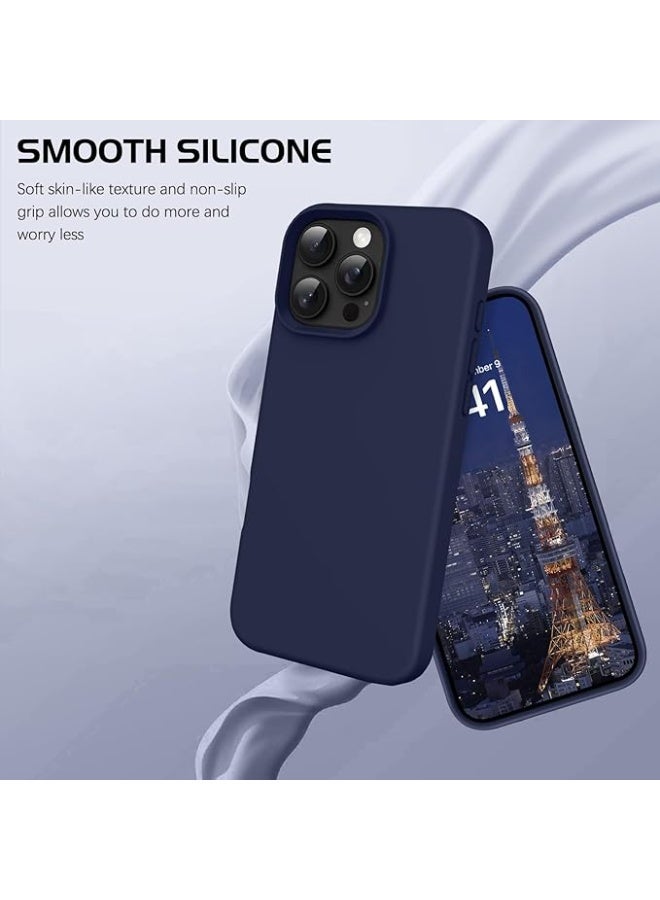Compatible with iPhone 16 Pro Max 6.9-inch, slim protective case made of liquid silicone with three layers of soft, shock-resistant gel rubber and a scratch-resistant microfiber lining - Navy Blue - Image 2