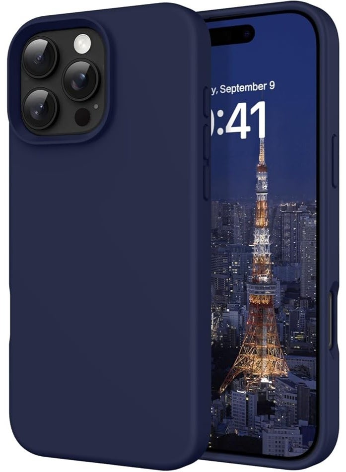 Compatible with iPhone 16 Pro Max 6.9-inch, slim protective case made of liquid silicone with three layers of soft, shock-resistant gel rubber and a scratch-resistant microfiber lining - Navy Blue - Image 1