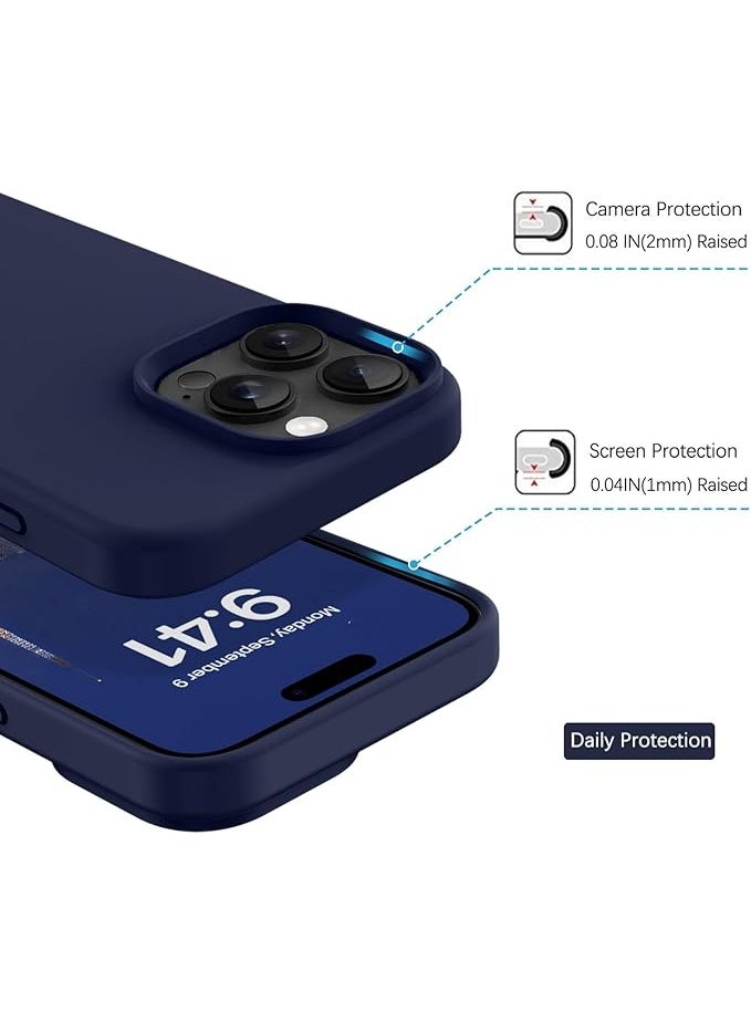 Compatible with iPhone 16 Pro Max 6.9-inch, slim protective case made of liquid silicone with three layers of soft, shock-resistant gel rubber and a scratch-resistant microfiber lining - Navy Blue - Image 3