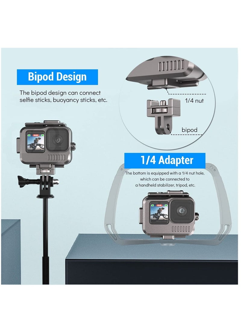 Y&D - Aluminum Waterproof Case for GoPro Hero 11/10/9 Black, Protective 131FTUnderwater Dive Housing Shell with 2 Cold Shoes Hero11/10/9 Black Action Camera - Image 1
