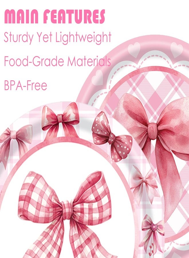 GalaHub Pink Bow Coquette Party Supplies, 194Pcs Birthday Tableware Set for 24, Includes Plates Cups Napkins Cutlery Tablecloth & Banner, Perfect for Baby Shower Birthday and Bachelorette Party - Image 4