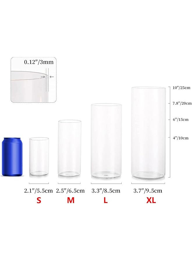 إيروريكس مجموعة مزهريات أسطوانية زجاجية مكونة من 6 مزهريات طويلة شفافة لقطع المركزية وحوامل شموع زجاجية للشموع العائمة العمودية ومزهريات زفاف هوريكان للديكور المنزلي لا تشمل الزهور والشموع M + L + XL - Image 2