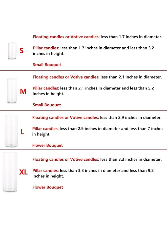 إيروريكس مجموعة مزهريات أسطوانية زجاجية مكونة من 6 مزهريات طويلة شفافة لقطع المركزية وحوامل شموع زجاجية للشموع العائمة العمودية ومزهريات زفاف هوريكان للديكور المنزلي لا تشمل الزهور والشموع M + L + XL - Image 5
