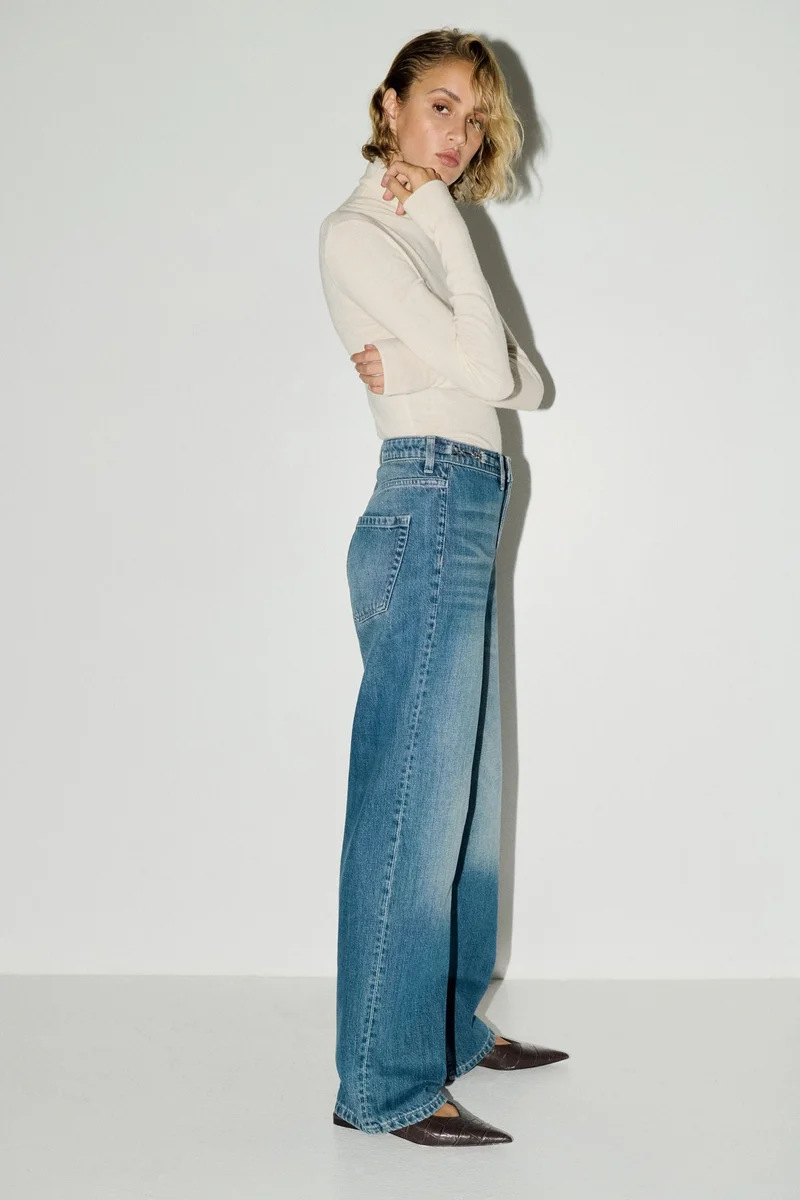 اتش اند ام جينز بخصر عالي وقصّة مستقيمة