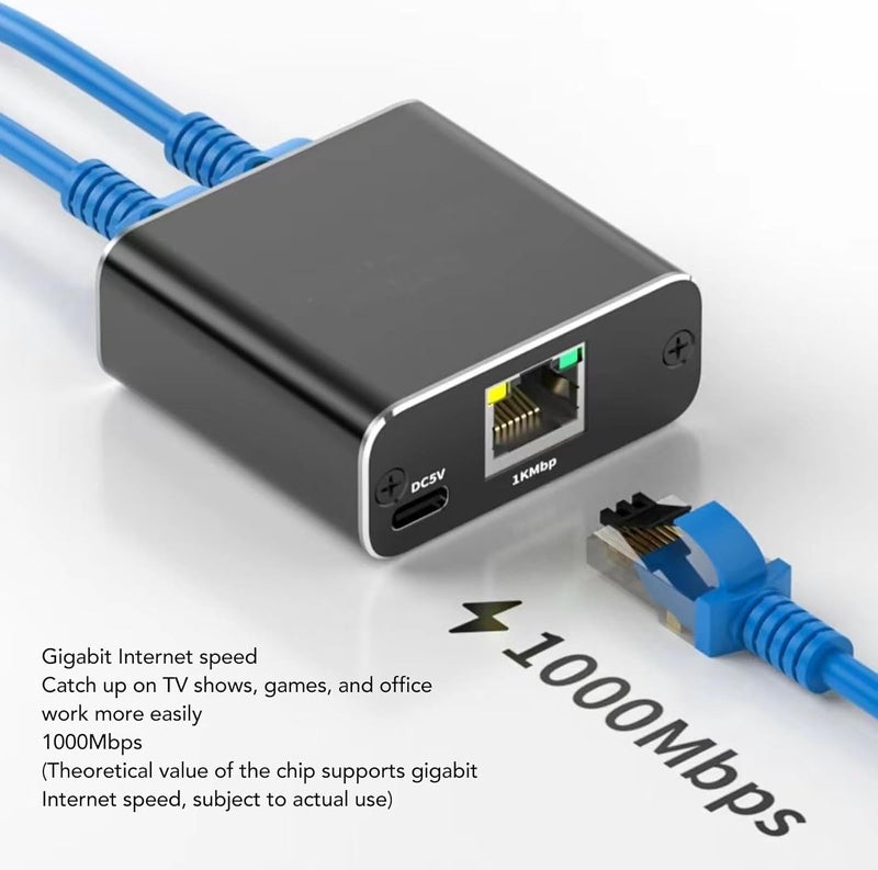 1000Mbps Ethernet Cable Splitter 1 to 2, Internet Splitter Compatible With Cat5 Cat5e Cat6 Cat7, Two Devices Share RJ45 Network - Image 4