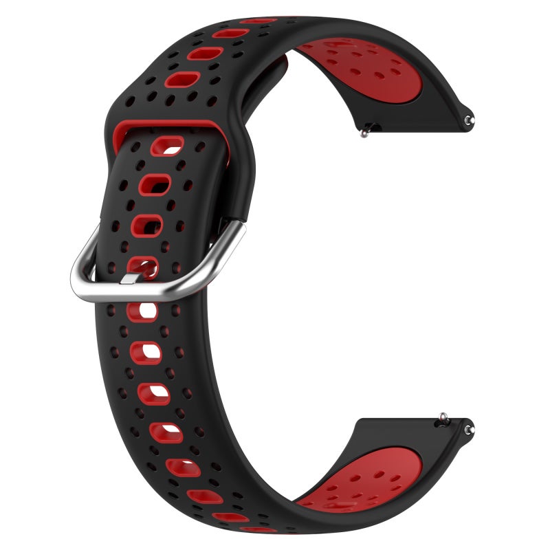 S-TOP For Garmin Forerunner 245 Music 20mm Breathable Two-Color Silicone Watch Band(Black+Red) - Image 2
