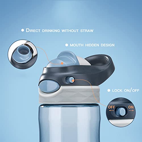 DEARART 2-Pack 26oz Grey and Sky Blue Water Bottles No Straw, Easy Clean BPA FREE 100% Leakproof, Clear Bottle With Wide Mouth, Has Handle Easy Carried Suit Sports School Work Gym Travel etc. - Image 3