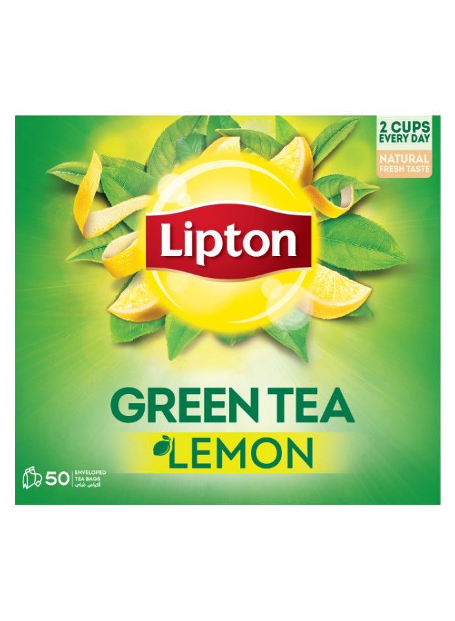 Lipton Green Tea Lemon, 50 Envelope Teabags - Image 1