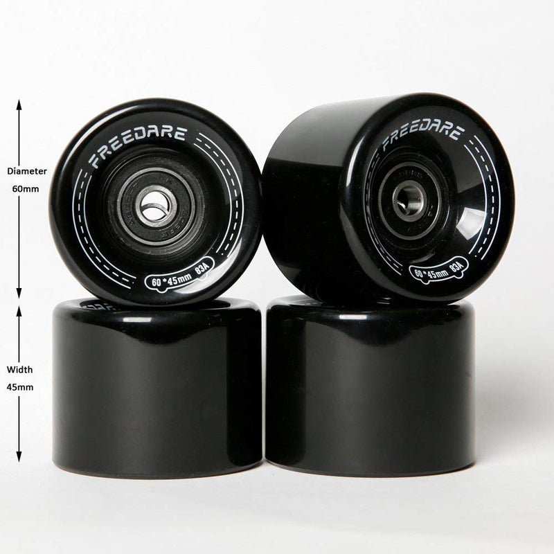 FREEDARE Skateboard Wheels 60mm 83a with Bearings and Spacers Cruiser Wheels (Blue,Pack of 4) - Image 2