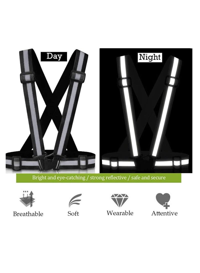 Generic 1 Piece Adjustable Reflective Visibility Elastic Safety Belt For Night Running Construction Traffic Warehouse Visibility Security Jacket Reflective Strips Gear (Black)  - Image 5