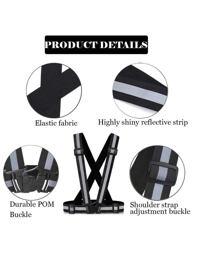 Generic 1 Piece Adjustable Reflective Visibility Elastic Safety Belt For Night Running Construction Traffic Warehouse Visibility Security Jacket Reflective Strips Gear (Black)  - Image 3