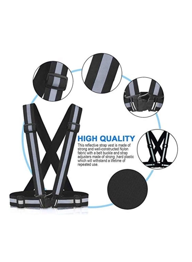 Generic 1 Piece Adjustable Reflective Visibility Elastic Safety Belt For Night Running Construction Traffic Warehouse Visibility Security Jacket Reflective Strips Gear (Black)  - Image 2