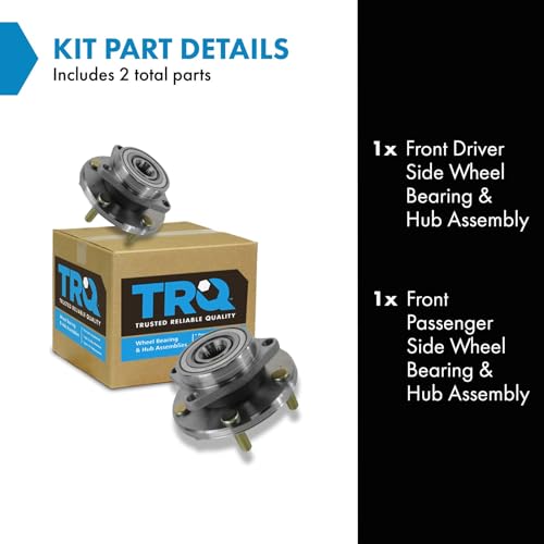 TRQ 2 Piece Front Wheel Bearing & Hub Assembly Set Compatible with 1995-2005 Chrysler Sebring 1995-2000 Dodge Avenger 2001-2005 Stratus 1995-1998 Eagle Talon Mitsubishi Eclipse 1999-2008 Galant - Image 2