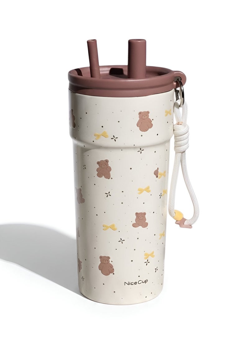 NICE Insulated Travel Mug 500ml – Double Wall Stainless Steel, Leakproof, BPA Free, with Hidden Straw, Keeps Drinks Hot & Cold, Perfect for Travel & Daily Use - Image 1