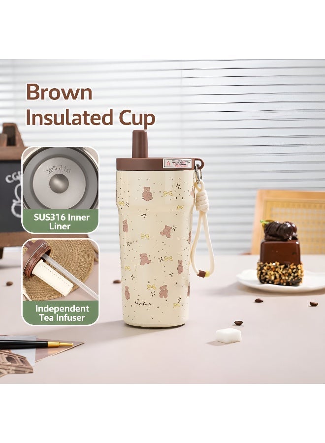 NICE Insulated Travel Mug 500ml – Double Wall Stainless Steel, Leakproof, BPA Free, with Hidden Straw, Keeps Drinks Hot & Cold, Perfect for Travel & Daily Use - Image 2