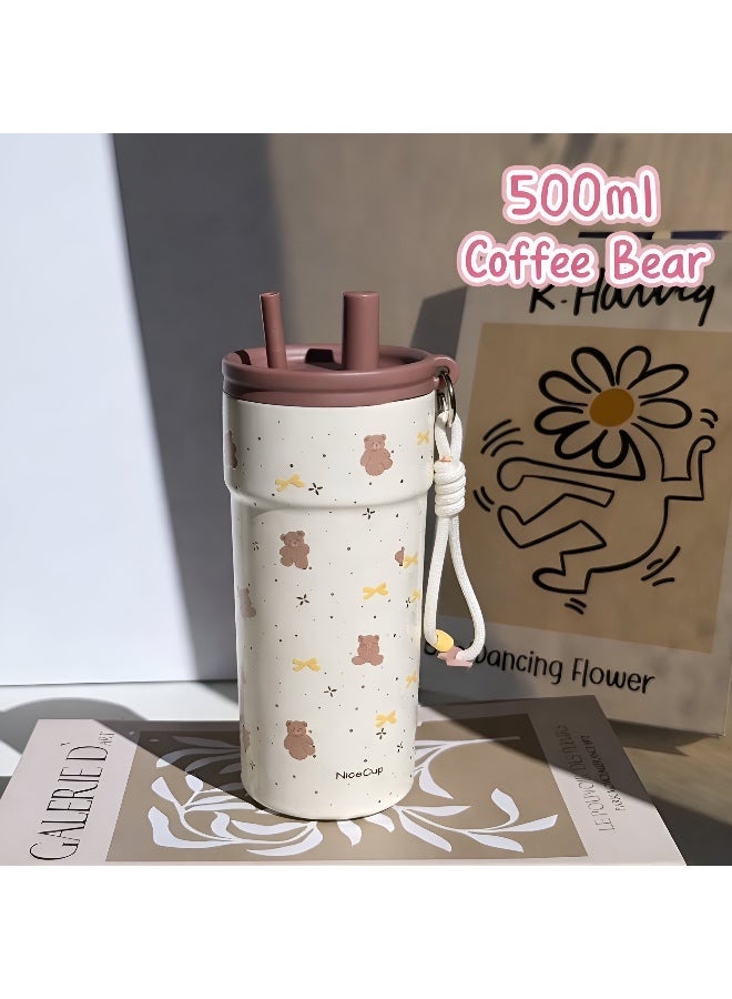 NICE Insulated Travel Mug 500ml – Double Wall Stainless Steel, Leakproof, BPA Free, with Hidden Straw, Keeps Drinks Hot & Cold, Perfect for Travel & Daily Use - Image 3