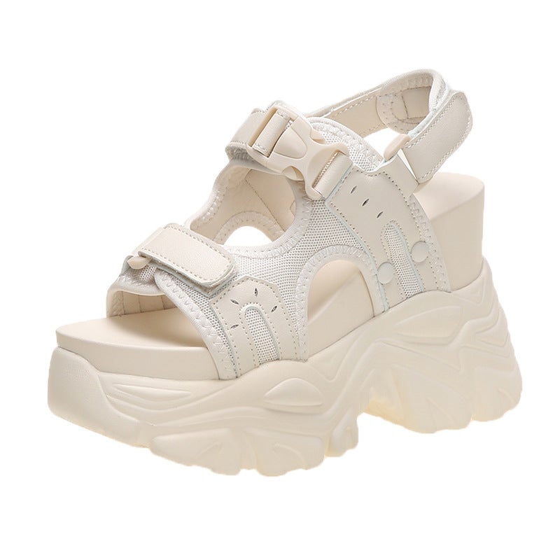 2023 Summer Magic Tape Sporty Sandals for Petite Women Beige
