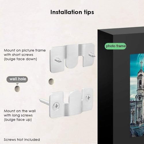 Tiberham Flush Mount Bracket, Tiberham Interlocking Photo Frame Hook, Heavy Duty Picture Hanger Z Clip Bracket for Large Picture Display Art Gallery Wall Mount Hardware (10 Pairs) - Image 5