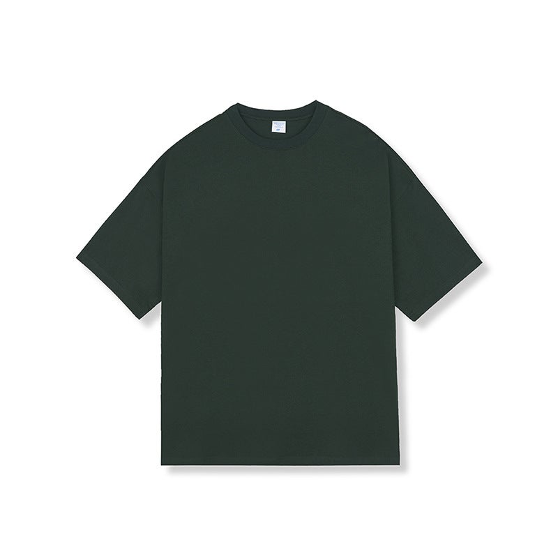 280G Cotton Heavy Short Sleeve T-Shirt Men'S Loose Trendy Brand Solid Color Fog Men'S Clothes Base Shirt - Image 1