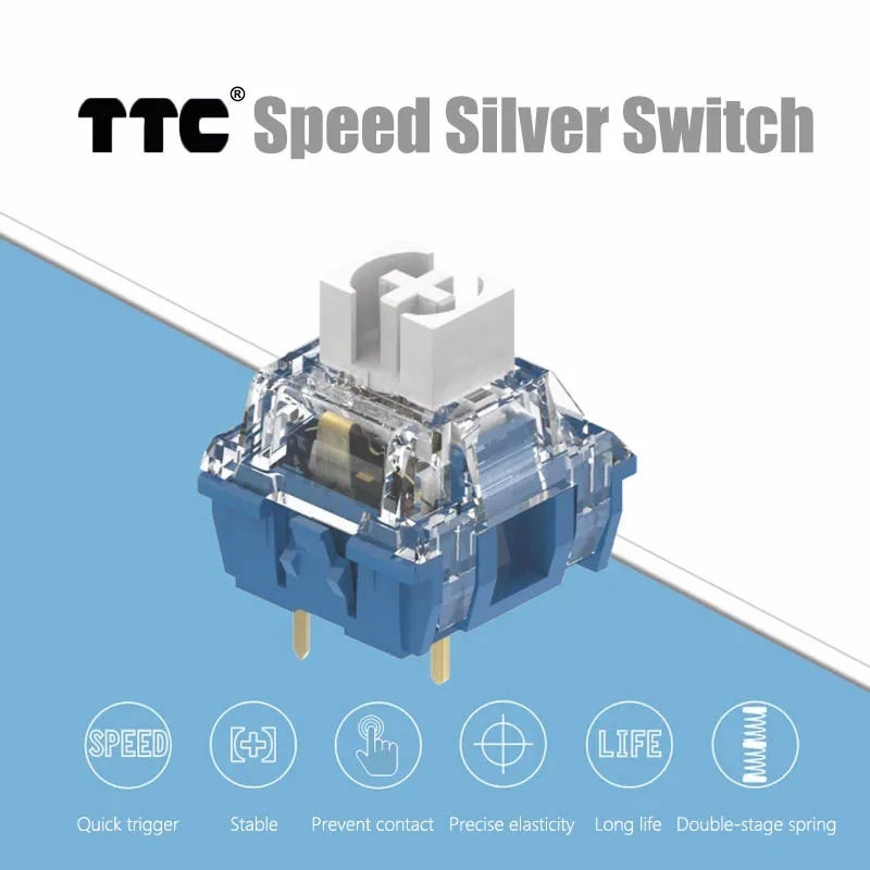 AULA TTC Speed Silver Linear Switches 40gf 5-Pin RGB Quick Trigger for Aula F75, Ajazz AK820 Mechanical Keyboards - Image 2