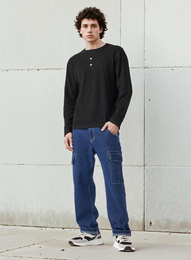 لي كوبر سويت شيرت لي كوبر بياقة هينلي مضلع - Image 2