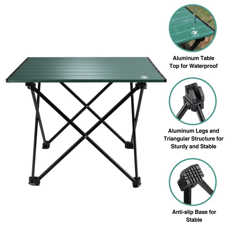 VILLEY Portable Camping Side Table, Ultralight Aluminum Folding Beach Table with Carry Bag for Outdoor Cooking, Picnic, Camp, Boat, Travel - Green - Image 5