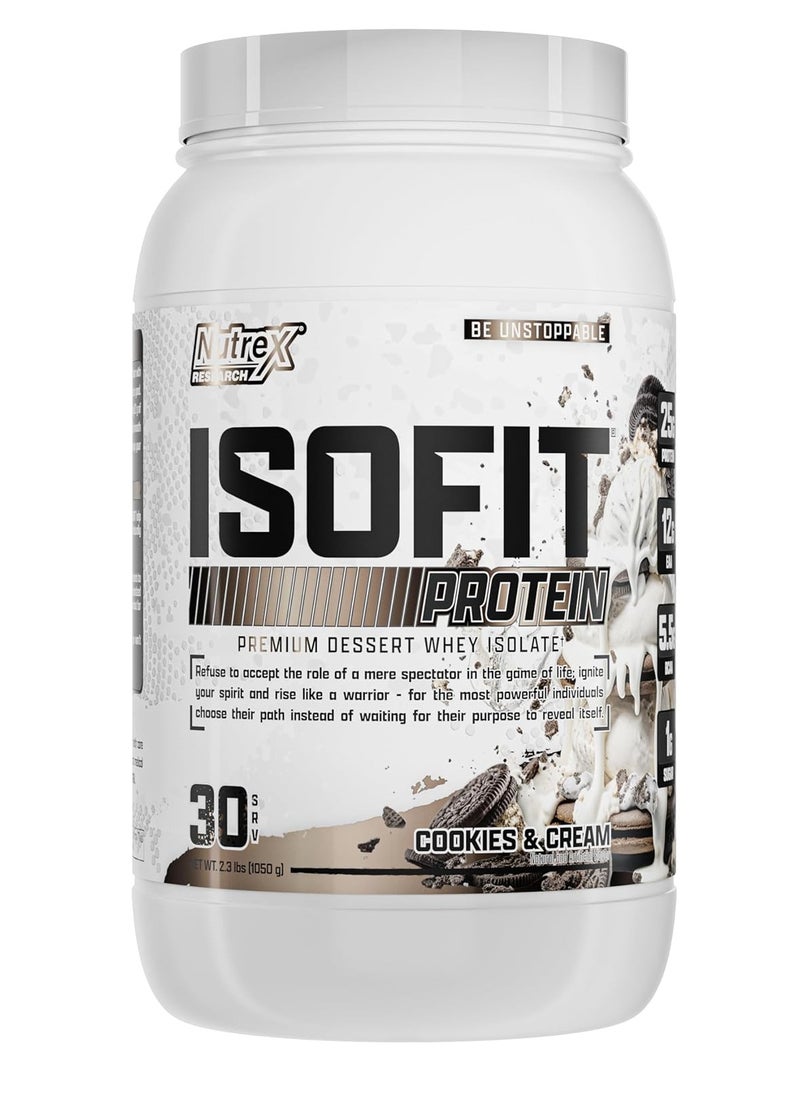 Nutrex Research Isofit Whey Isolate  Protein Cookies and Cream Flavor, 2 lbs 30 servings 1050 g  - Image 1