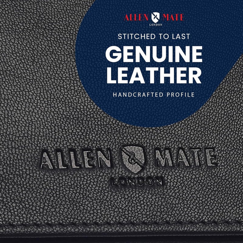 ALLEN & MATE حامل بطاقة سفر 100% جلد/رخصة قيادة، مترو، فينترا، بطاقة ذكية، محفظة بطاقات ائتمان بسيطة (أسود مميز) - Image 5
