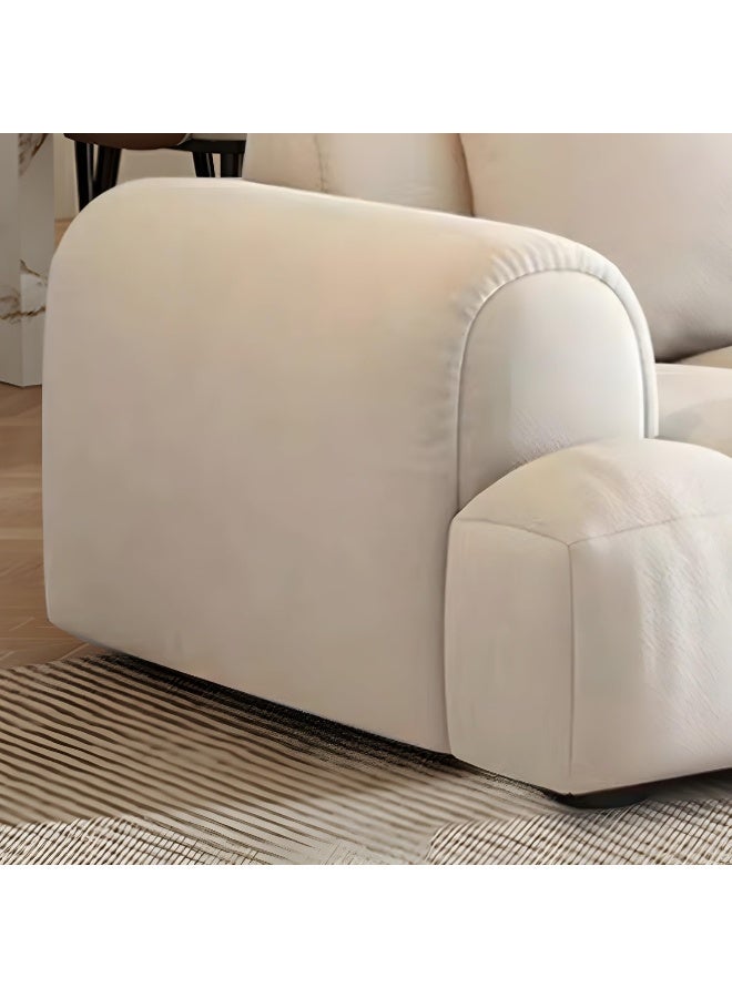 Comfynest Comfynest Black Pine Wood Modern Sofa In Off-White Anti Cat Scratch Fabric Upholstery, Latex Seat Filling-279.4X99.06X71.12XCm + 71.12X71.12X40.64CM  - Image 4
