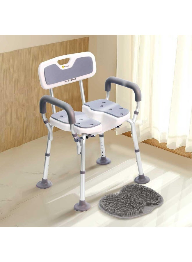 Fordeal Hollow Bath Stool, Stool Bathtub Chair Bench With Non-Slip Anti-slip mats, foot rub mats Bathroom For Elderly, Senior, Pregnant, Handicap Disabled - Image 1