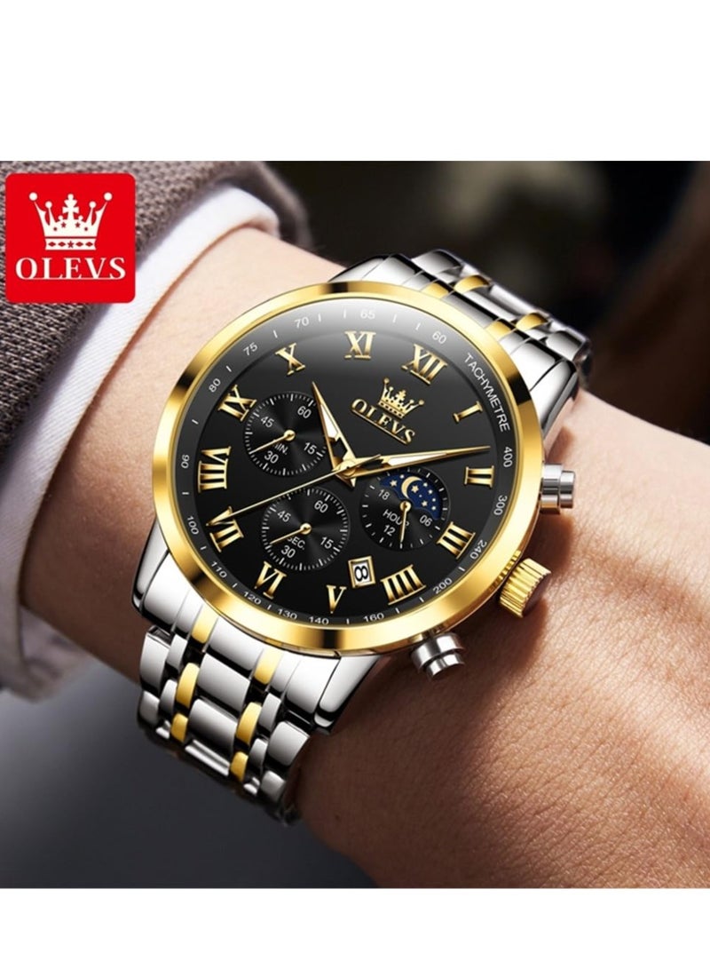 أوليفز ساعات رجالية كوارتز ستانلس ستيل مقاومة للماء 5529 - Image 4