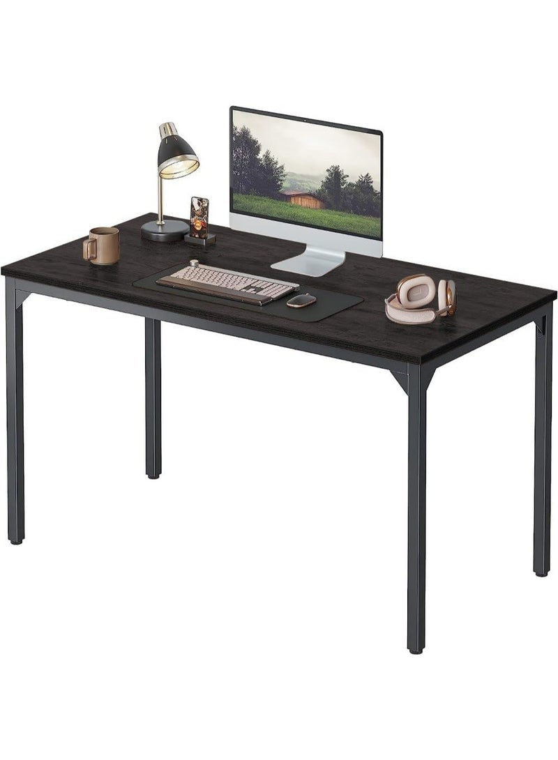 Space-Saving Black Computer Desk 100x60x75 cm with 1 Shelf, Modern Writing Desk for Home Office, Study Room, Bedroom, Durable Metal Frame, Scratch & Rust Resistant, Melamine Tabletop, Compact Workstation for Small Spaces - Image 1