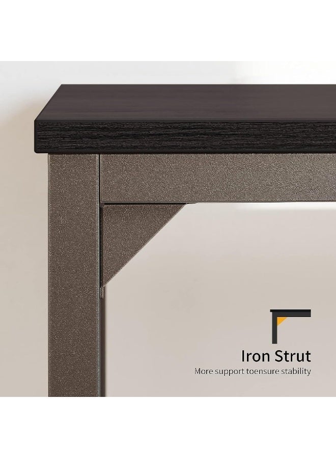 Space-Saving Black Computer Desk 100x60x75 cm with 1 Shelf, Modern Writing Desk for Home Office, Study Room, Bedroom, Durable Metal Frame, Scratch & Rust Resistant, Melamine Tabletop, Compact Workstation for Small Spaces - Image 4
