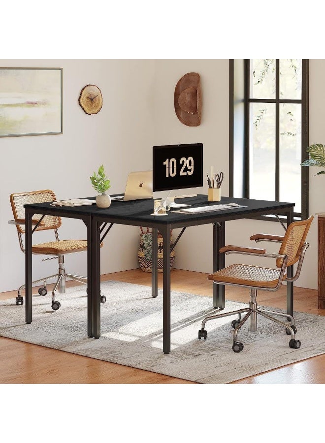Space-Saving Black Computer Desk 100x60x75 cm with 1 Shelf, Modern Writing Desk for Home Office, Study Room, Bedroom, Durable Metal Frame, Scratch & Rust Resistant, Melamine Tabletop, Compact Workstation for Small Spaces - Image 5