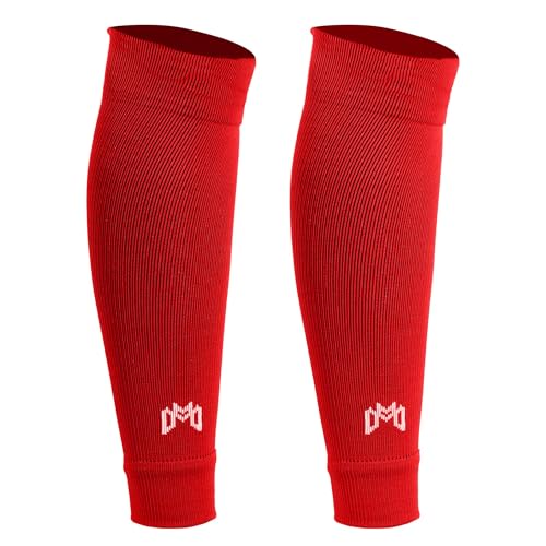 MediCaptain Pre Cut Soccer Sock Sleeves, Companion for Soccer Grip Socks, Securely Holds Shin Guards, Compression Leg Warmer (US, Alpha, One Size, Regular, Regular, Red) - Image 1