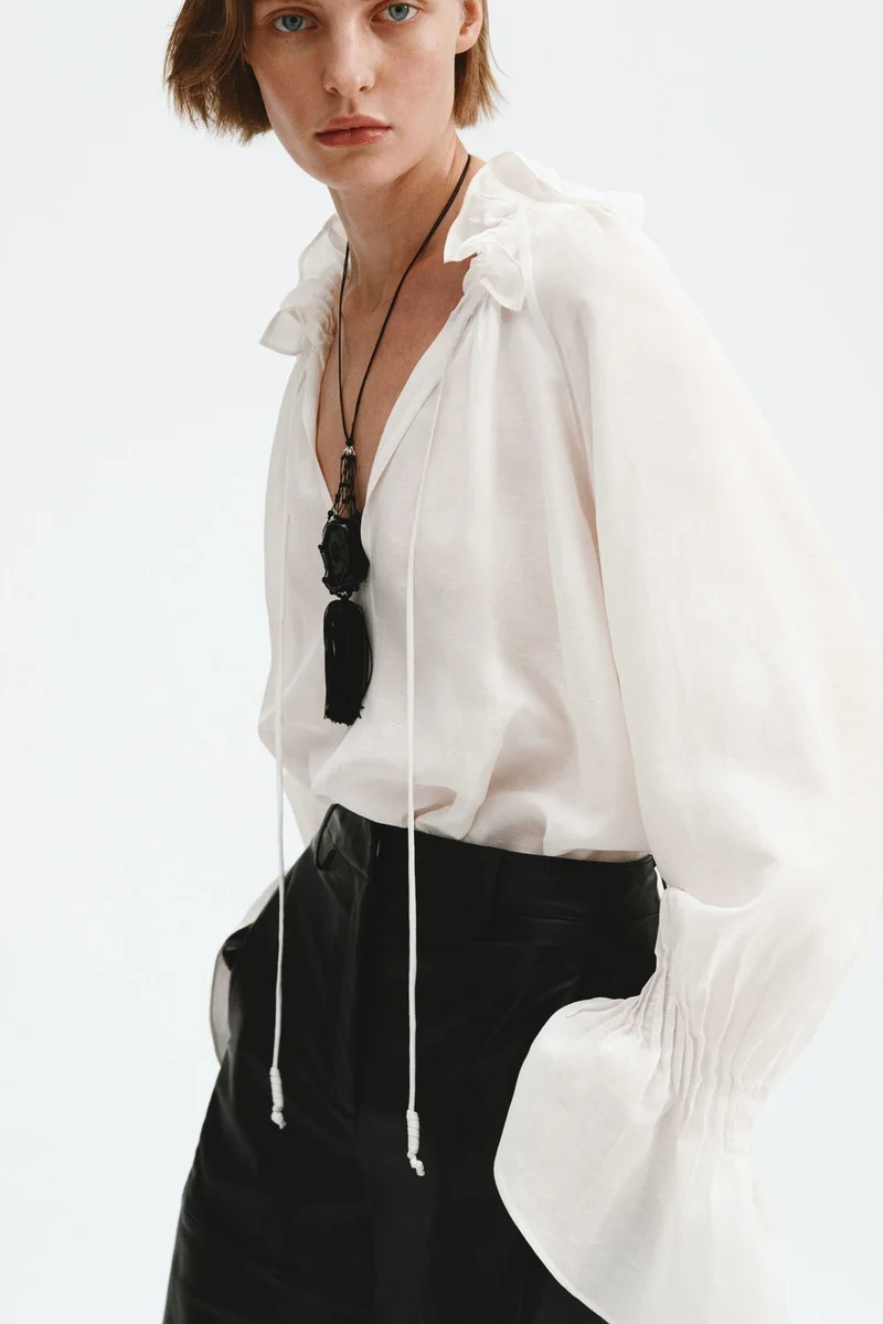 H&M Oversized linen-blend shirt