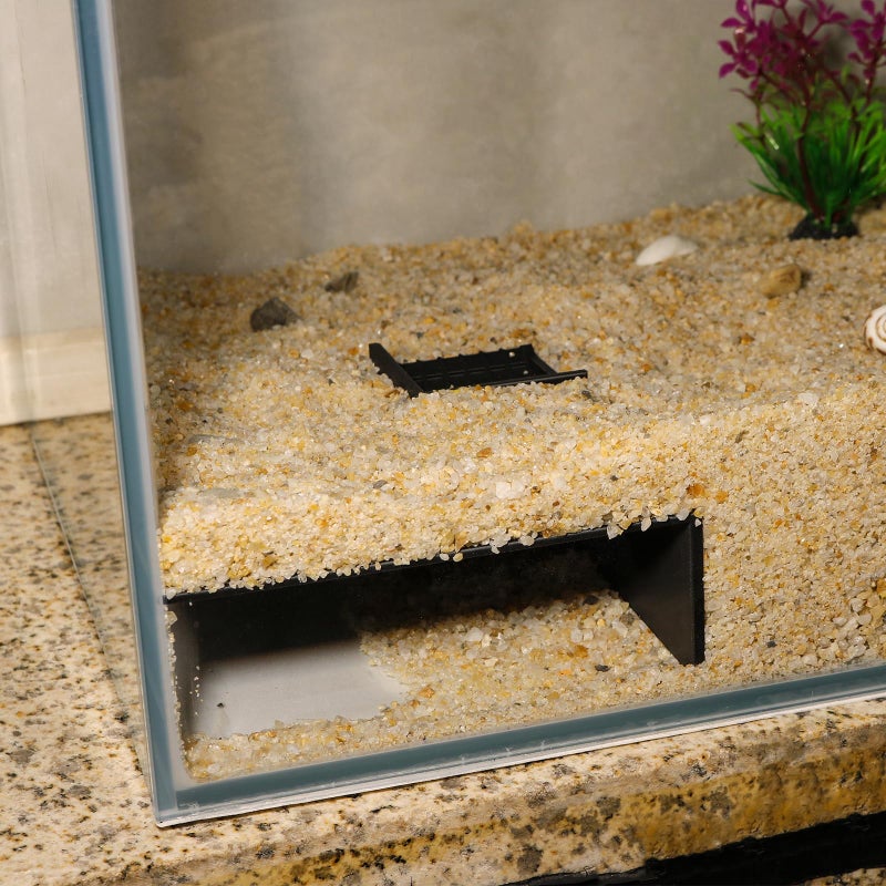 LingoFoto Aquarium Undergravel Fish Tunne Hide Cave Corner Tank Decorations Under Gravel Viewing Tunnel Fish Cave for Aquarium Hideout (Black,Style 8) - Image 1