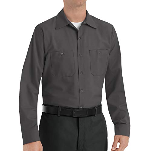 Red Kap Men's Industrial Work Shirt, Regular Fit, Long Sleeve, Charcoal, Large - Image 4