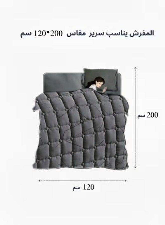Moon Plain Quilted Compressed Bedspread Set with Elegant Square Design – 4 Pieces – Comforter 170×220 cm – Deep Fitted Sheet 120×200+35 cm with Pillowcase & Decorative Cushion Cover - Image 5