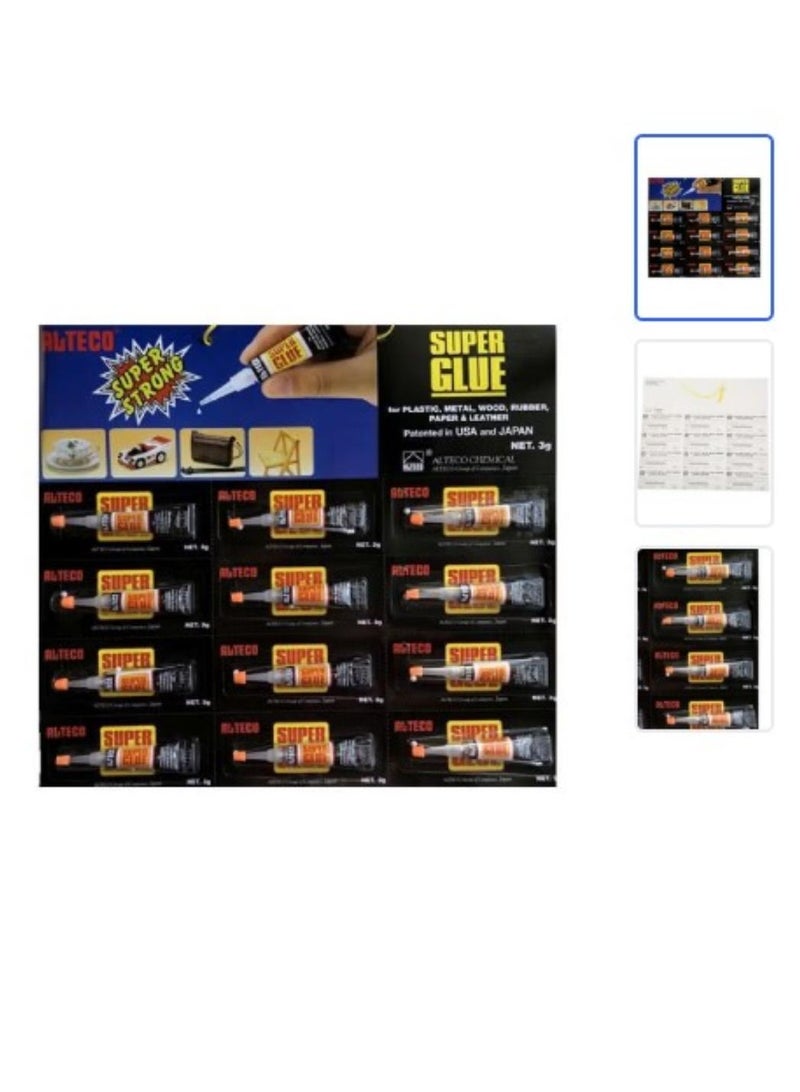 Super glue tube, 12x3g clear