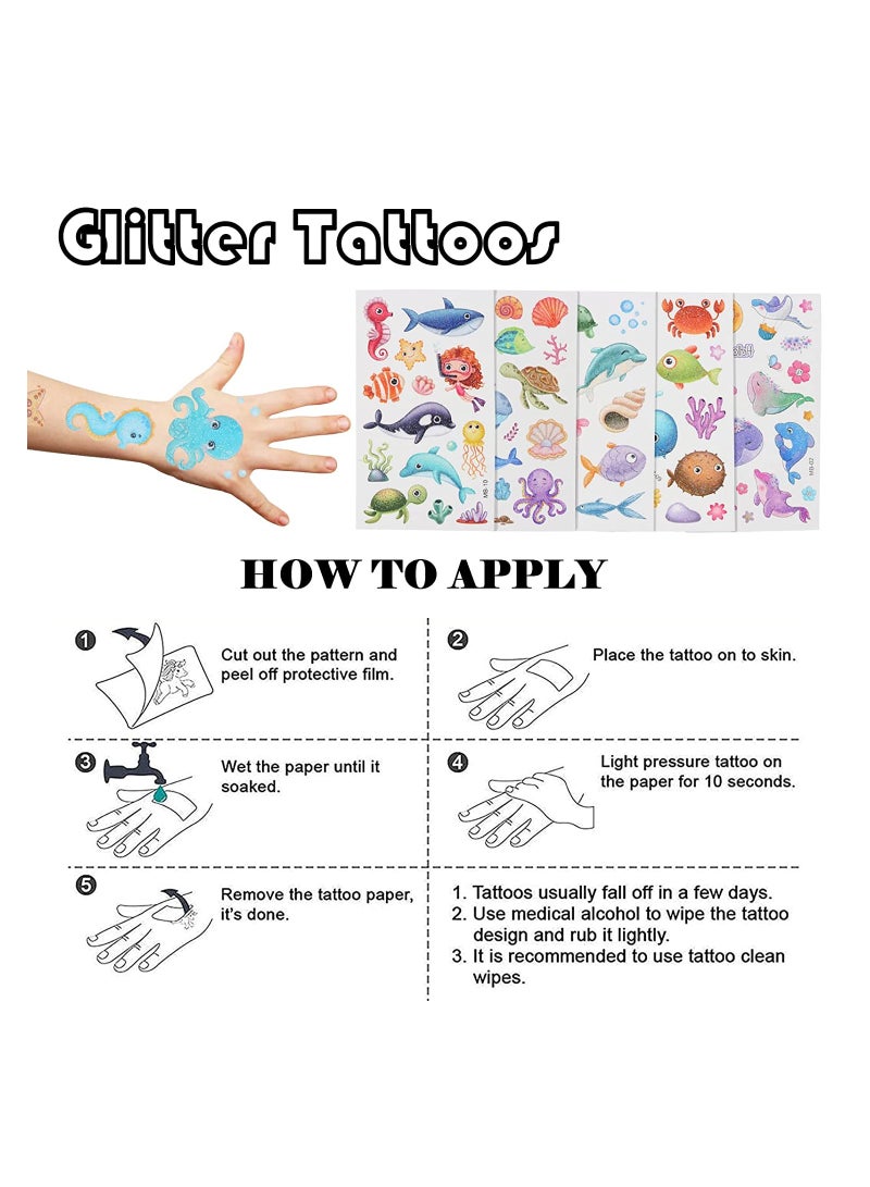 SYOSI 140 Pcs Kids Temporary Tattoo Stickers Cute Cartoon Glitter Children's Waterproof Temporary Tattoo Toys Face Tattoo Stickers Girls Boys Theme Party Birthday Gifts Supplies Decorations - Image 5