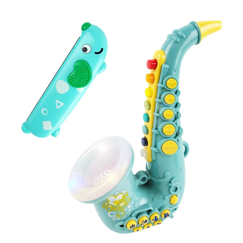 IIROMECI Toy Saxophone with Light Sound Toy Harmonica for Kids Early Educational Toy Musical Instrument Toys for Toddlers Girls Boys Age 3 Green - Image 3