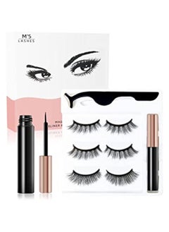 Upgraded Magnetic Eyelashes Kit Magnetic Lashes with Eyeliner Set 3D Reusable No Glue False Lashes Set with Tweezers  3 Pairs 3D 5 to 15mm